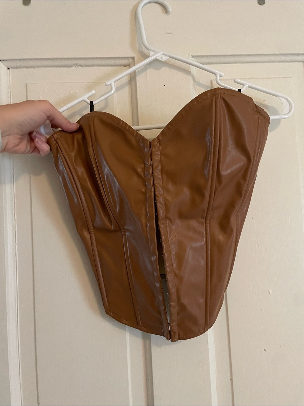 Faux Leather Brown Corset Top